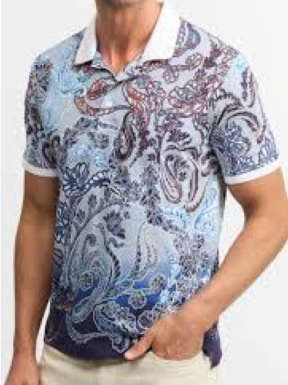 Robert Graham Paisley Print Polo Shirt - M